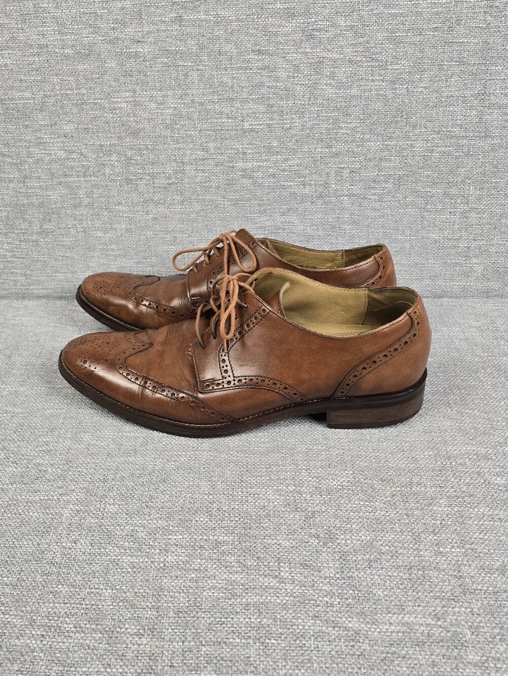 Cole Haan Grand OS Wingtip Oxfords British Tan Leather Mens Sz 11.5 M